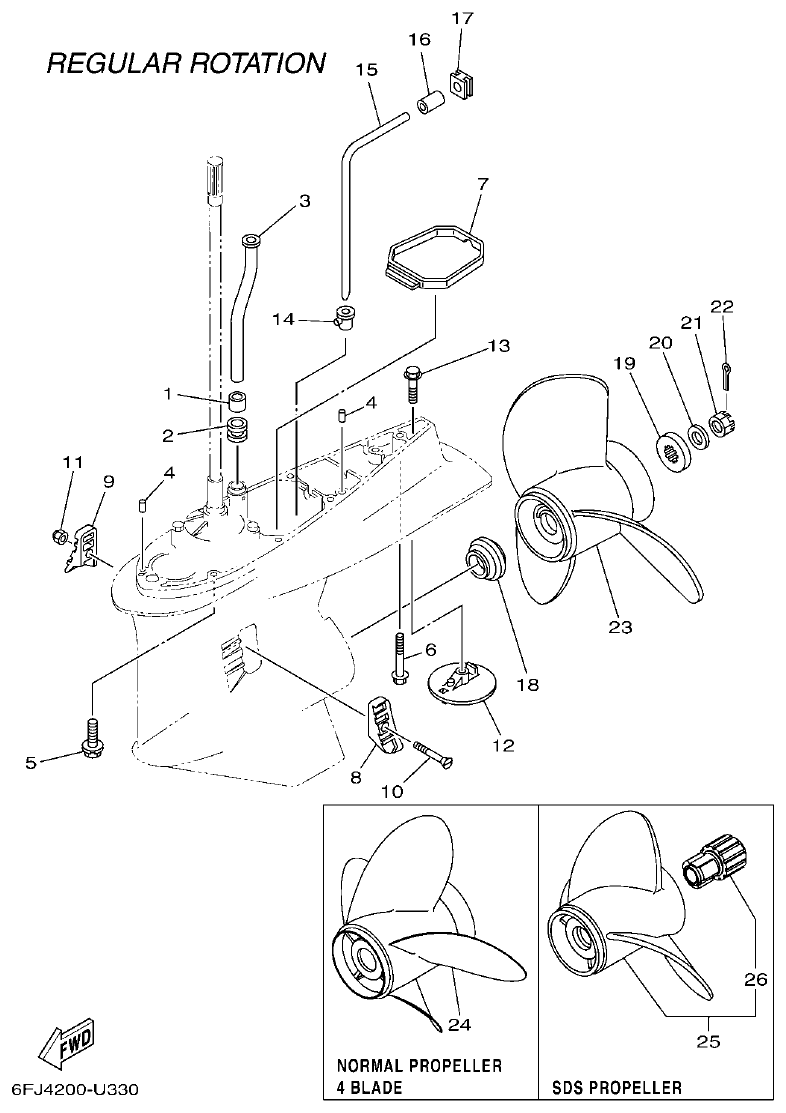 Yamaha F250HET, FL250HET LOWER CASING & DRIVE 2 parts diagram